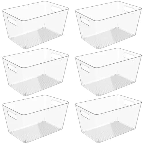 Faryuan 6 Pack Clear Plastic Storage Bins 11" Large Pantry Organizer BPA-Free thumbnail 1