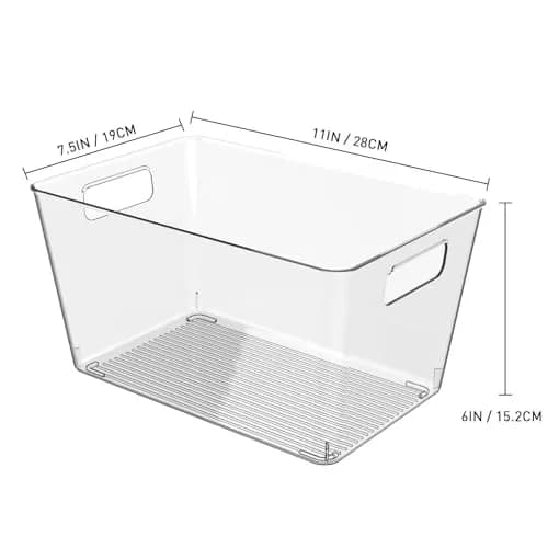 Faryuan 6 Pack Clear Plastic Storage Bins 11" Large Pantry Organizer BPA-Free thumbnail 2
