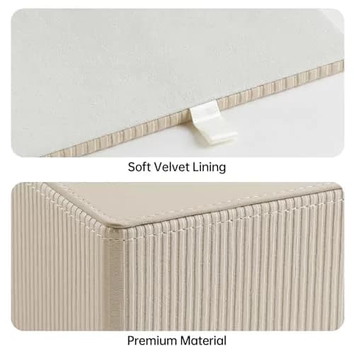 Cretkhp PU Leather Square Tissue Box Cover Beige | Modern Magnetic Closure for Bathrooms & Desks thumbnail 4