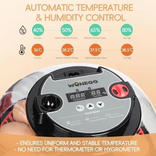 ZEMIRO CHARGE Series II Incubator 12 Egg | Auto Humidity & Temp Control, Beginner Friendly thumbnail 2