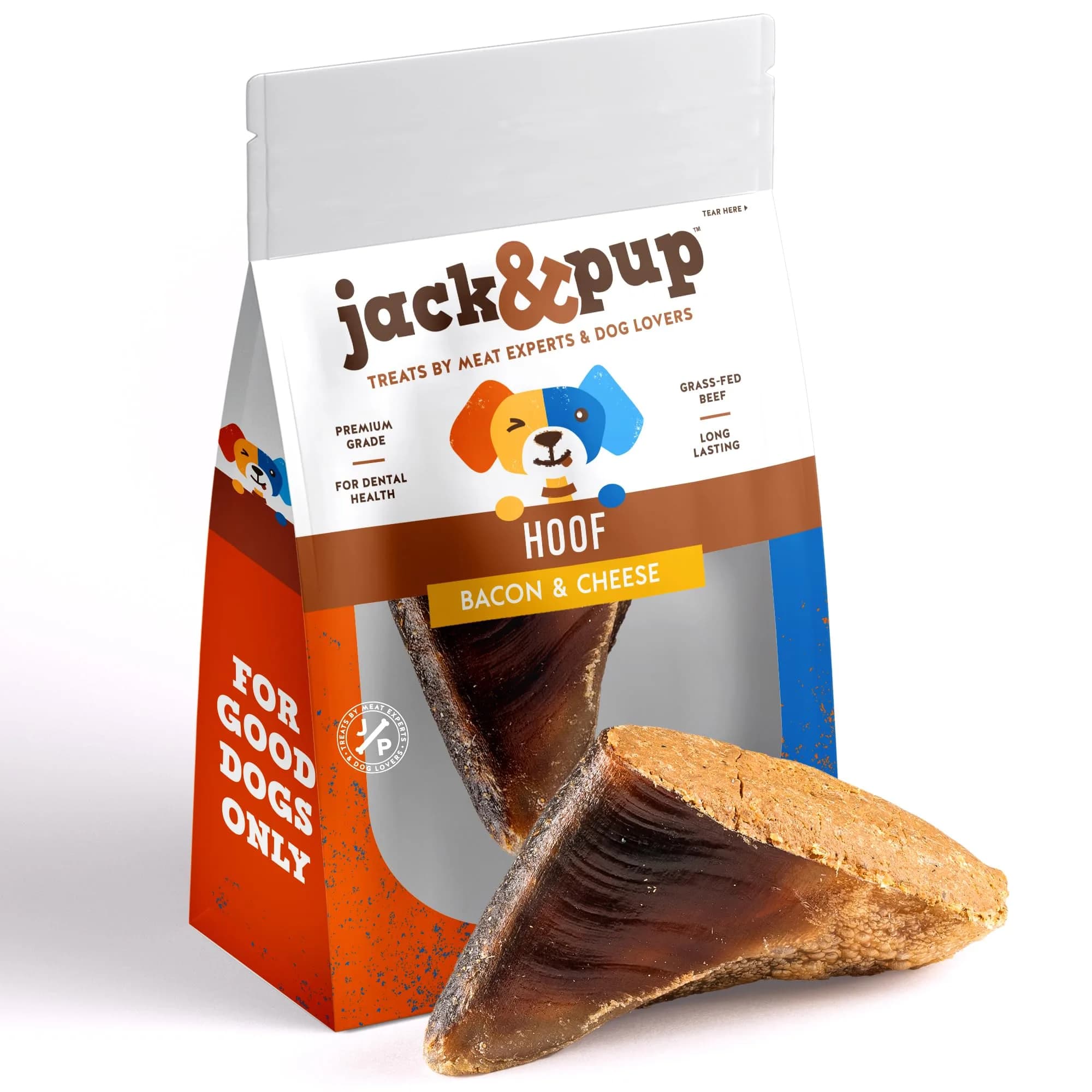 Jack&Pup Filled Cow Hooves for Dogs, Cow Hoofs, Natural Dog Chews, Stuffed Bones (Bacon & Cheese Flavor) 1 Pack - main product image