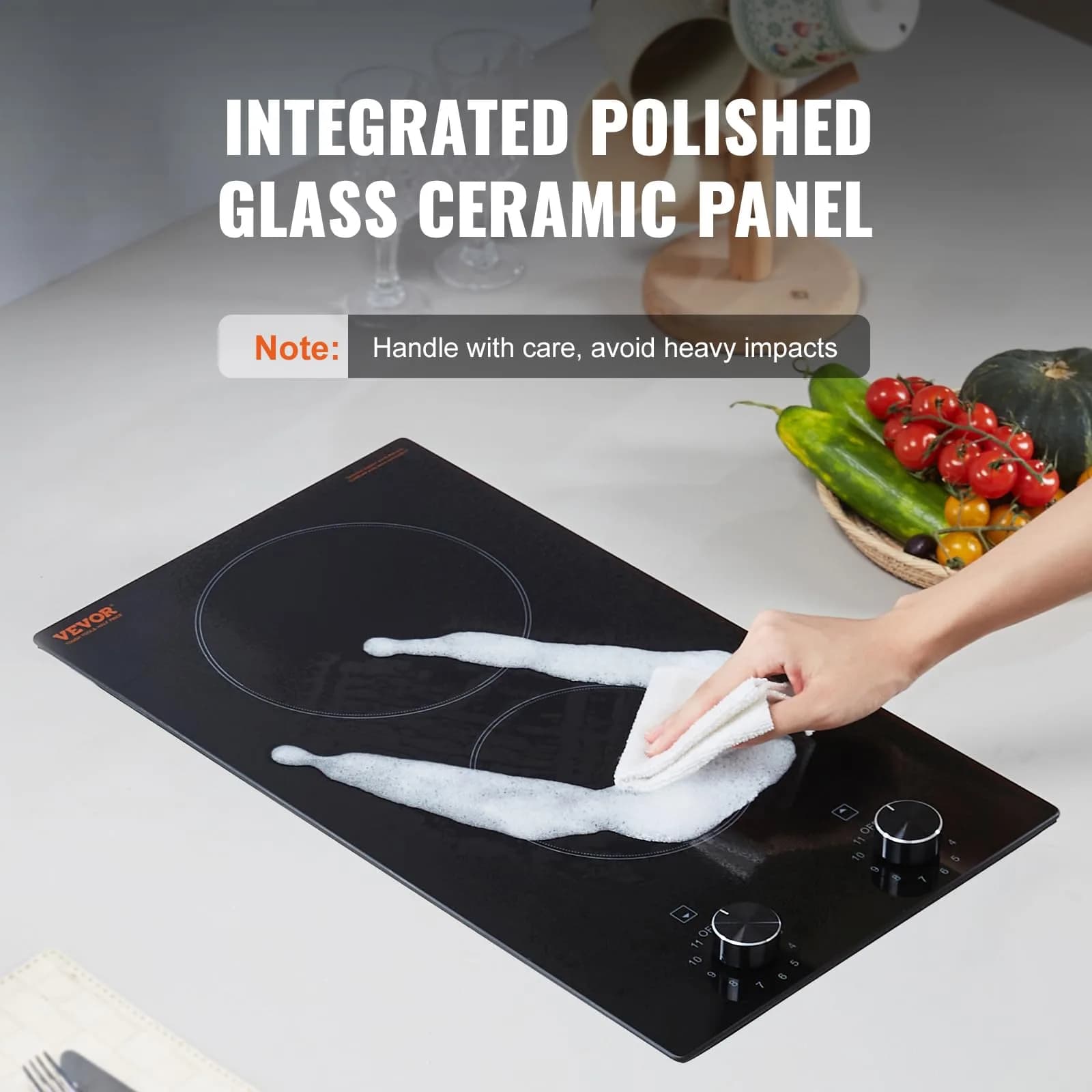 VEVOR 12-inch Built-in Electric Ceramic Cooktop 3000W | 220V Compatible with 11 Heat Levels - view 5