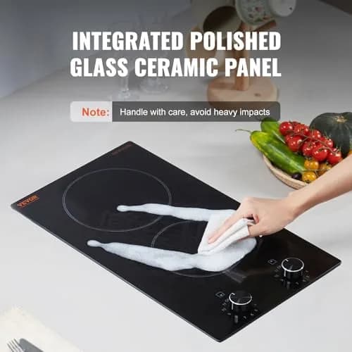 VEVOR 12-inch Built-in Electric Ceramic Cooktop 3000W | 220V Compatible with 11 Heat Levels thumbnail 5