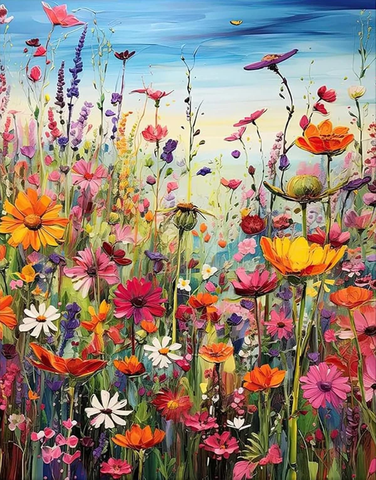 BYGFHLYW Sea of Flowers 5D Diamond Painting Kit 30x40cm (12x16 Inches) | Full Drill Crystal Art for Adults & Beginners