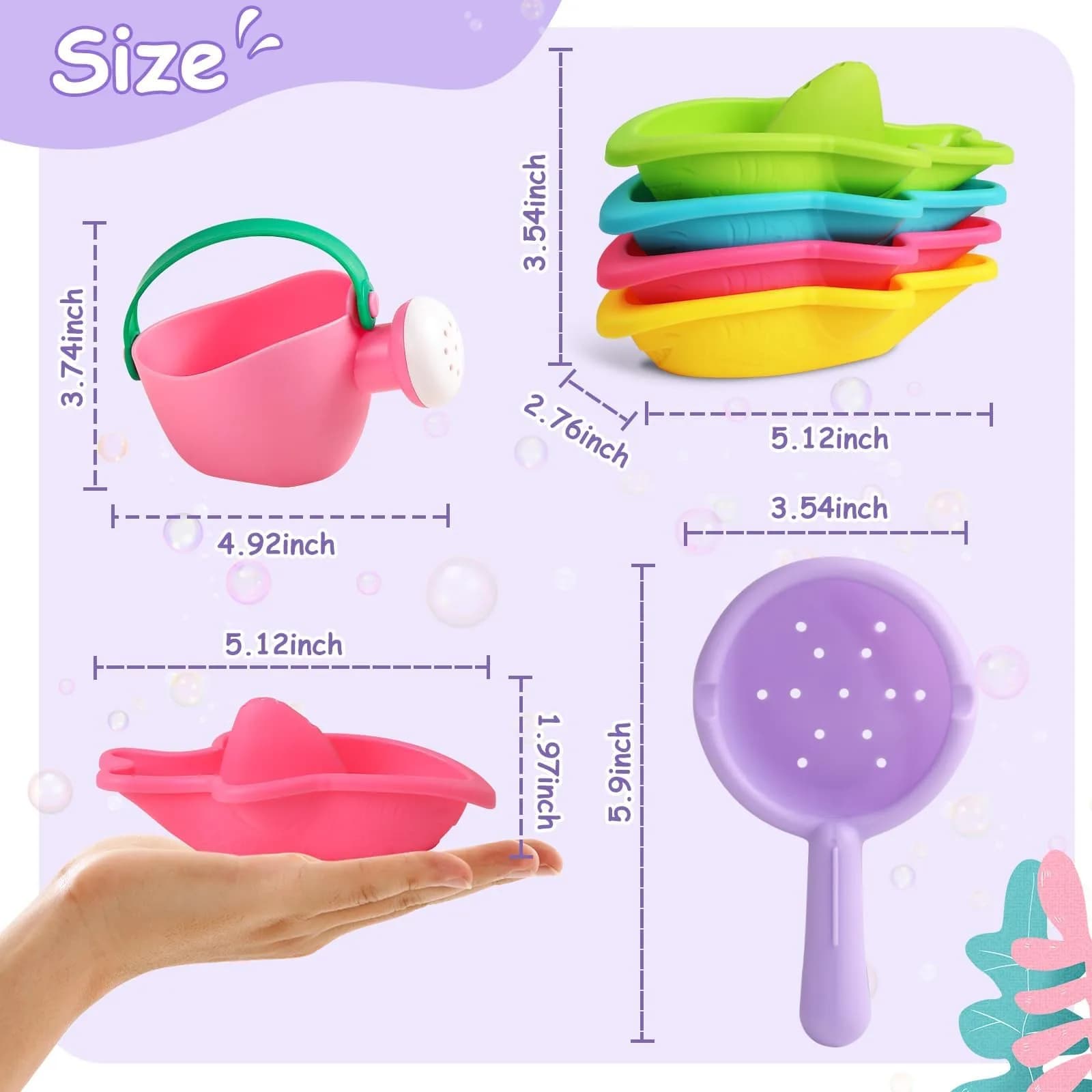 Fajiabao Bath Toys for Kids Ages 1-3, Toddler Bath Toys Mold Free Stacking Boat Water Table Pool Sand Bathtub Sensory Toys (6-Piece Set) - view 5