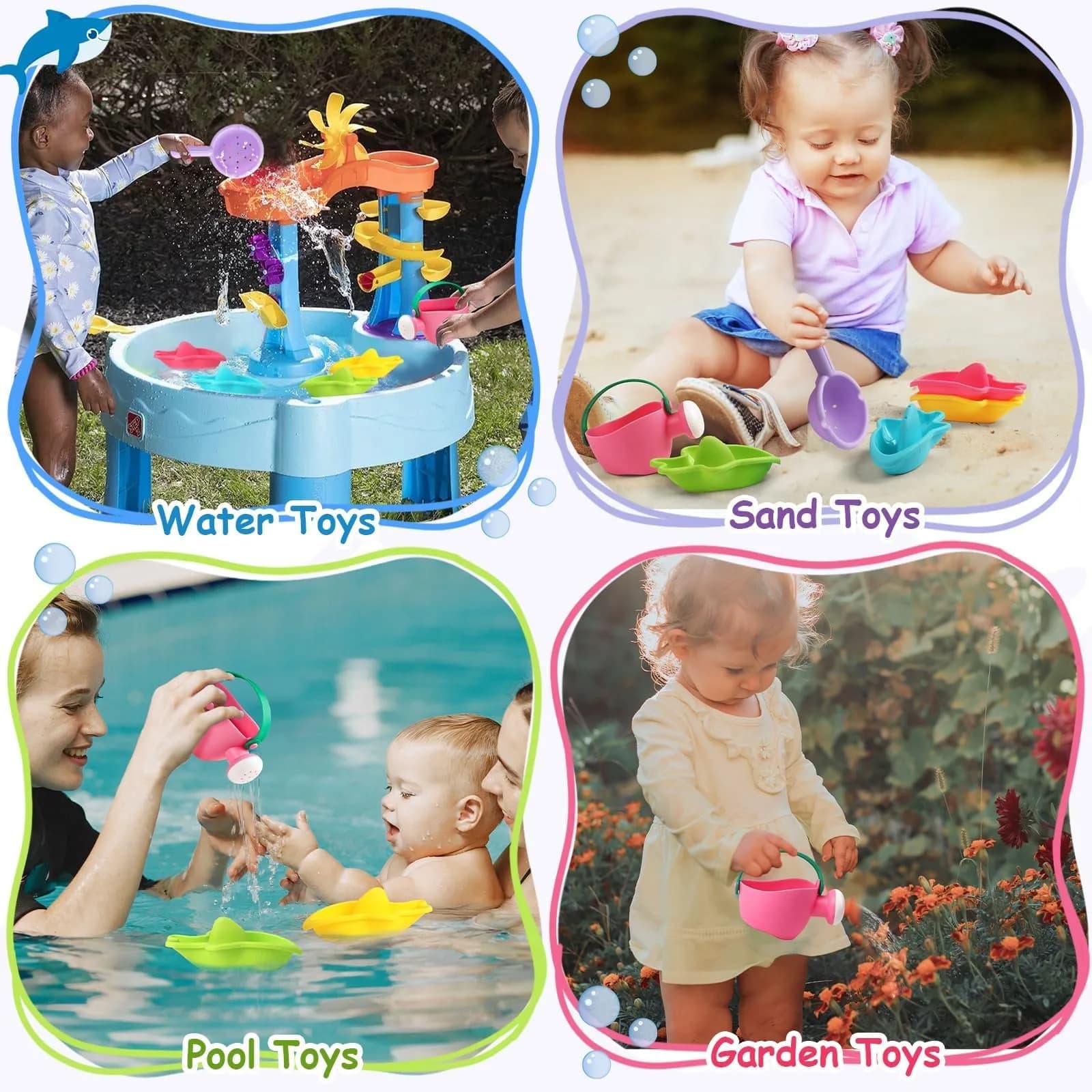 Fajiabao Bath Toys for Kids Ages 1-3, Toddler Bath Toys Mold Free Stacking Boat Water Table Pool Sand Bathtub Sensory Toys (6-Piece Set) - view 8