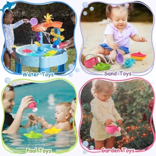 Fajiabao Mold-Free Baby Bath Toys 6-Piece Set | Stackable Shark Boats, Watering Can & Scoop for Toddlers Ages 1-3 thumbnail 8