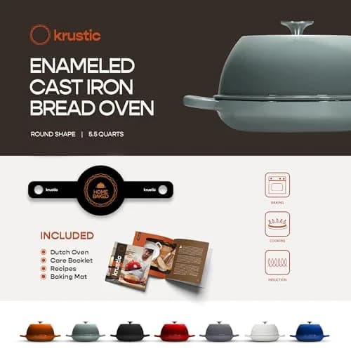 Krustic Enameled Cast Iron Dutch Oven 6 Qt | Perfect for Sourdough & Baking thumbnail 5