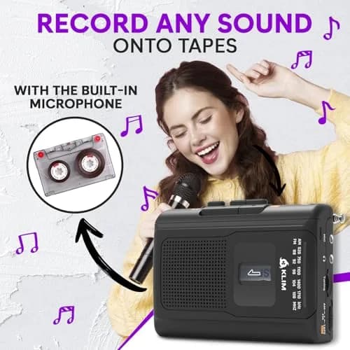 KLIM K8 Portable Cassette Player Recorder with AM/FM Radio & Speaker | 12.1cm x 9.16cm x 3.95cm thumbnail 4