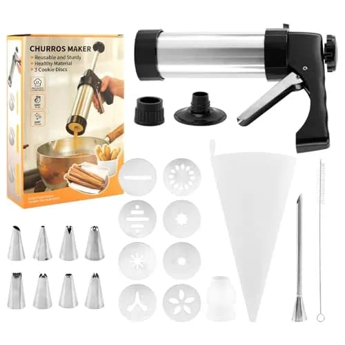 CALIDAKA 3-in-1 Churro Maker Kit, Stainless Steel Cookie Press Gun | Easy Home Baking (120 chars) thumbnail 1