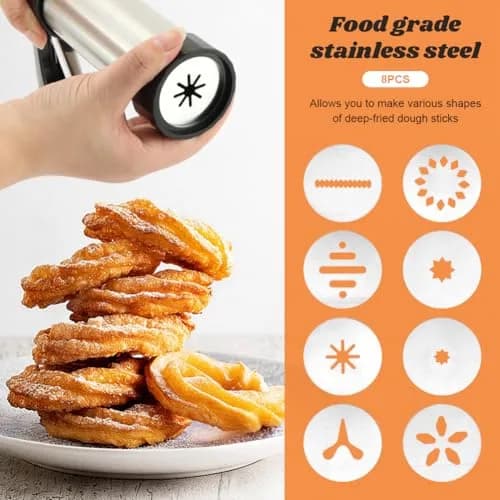 CALIDAKA 3-in-1 Churro Maker Kit, Stainless Steel Cookie Press Gun | Easy Home Baking (120 chars) thumbnail 5