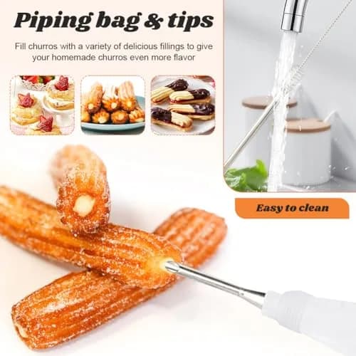 CALIDAKA 3-in-1 Churro Maker Kit, Stainless Steel Cookie Press Gun | Easy Home Baking (120 chars) thumbnail 6