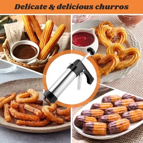 CALIDAKA 3-in-1 Churro Maker Kit, Stainless Steel Cookie Press Gun | Easy Home Baking (120 chars) thumbnail 7