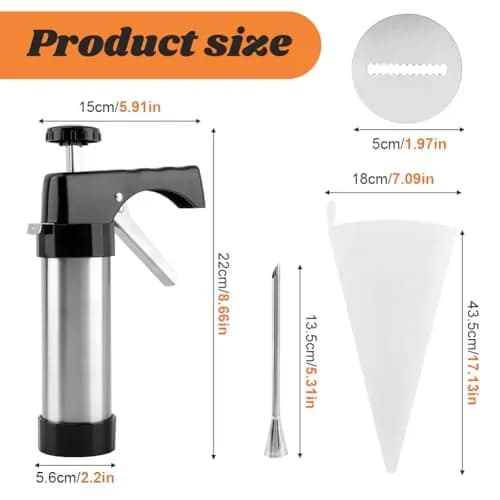 CALIDAKA 3-in-1 Churro Maker Kit, Stainless Steel Cookie Press Gun | Easy Home Baking (120 chars) thumbnail 2