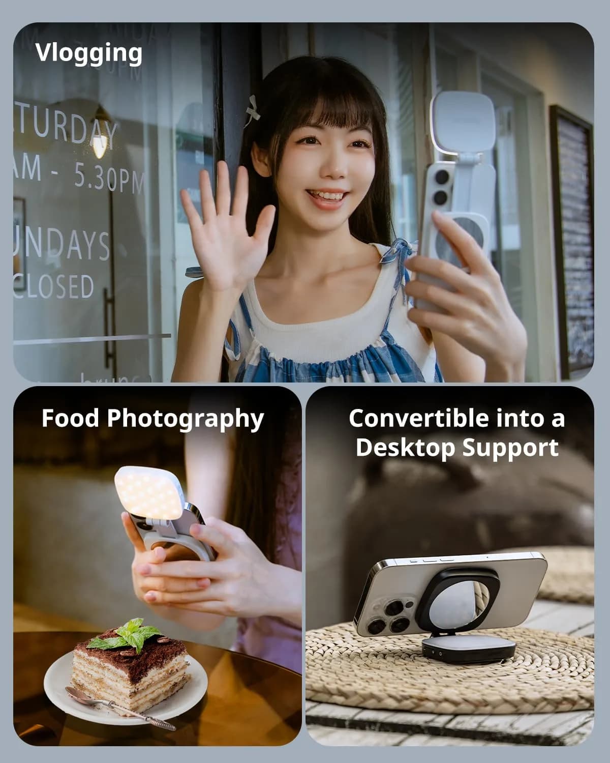 SMALLRIG Magnetic Selfie Light for iPhone, Phone Light with Mirror, Black | 6cm (2.36in) Compact LED Video Light - view 8
