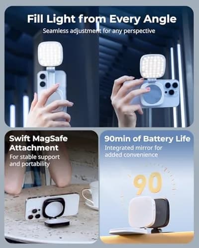 SMALLRIG Magnetic Selfie Light for iPhone, Phone Light with Mirror, Black | 6cm (2.36in) Compact LED Video Light thumbnail 2