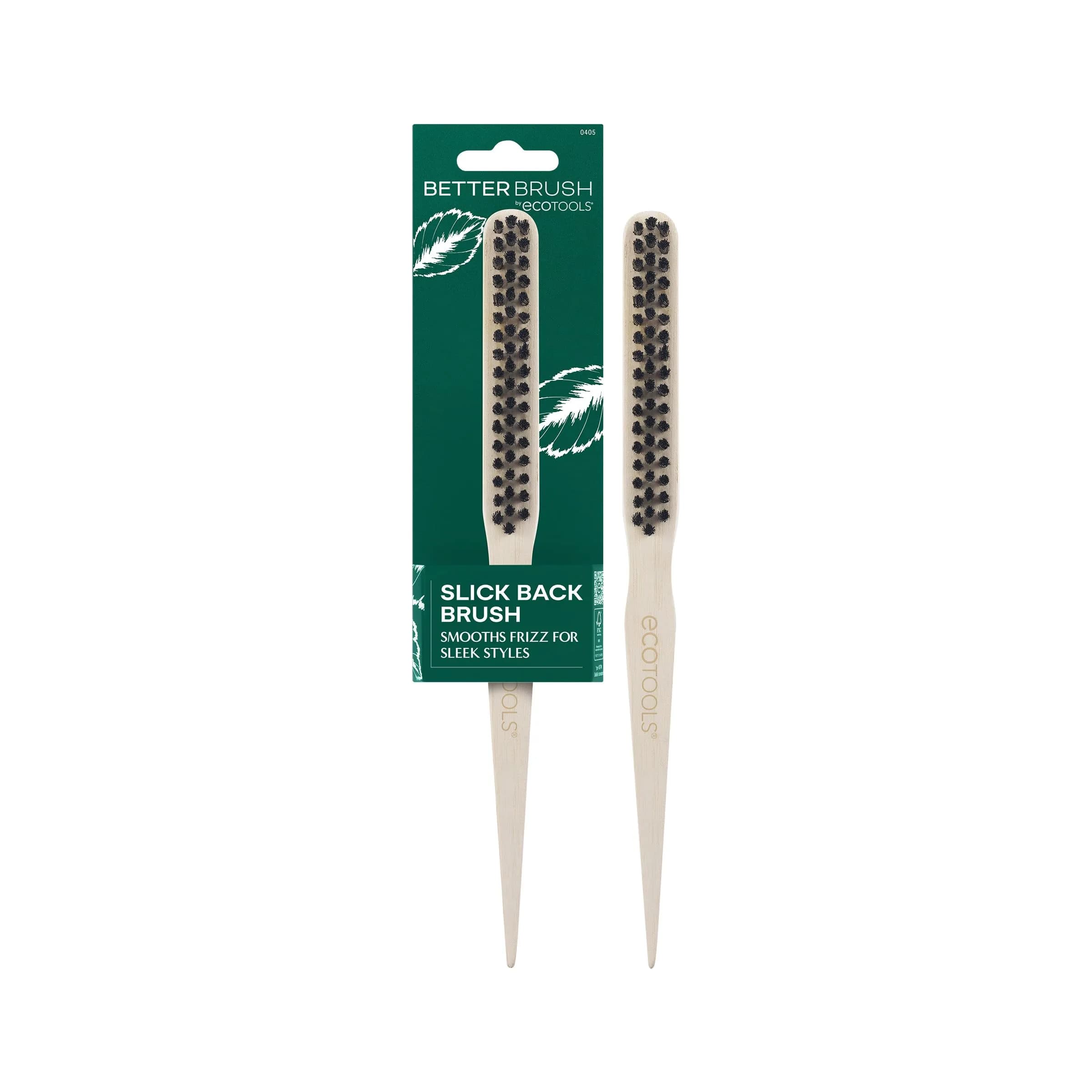 EcoTools Slick Back Hairbrush, Small Brush for Ponytail or Bun, 1 Count | Eco-Friendly, Vegan Boar Bristles, Bamboo Handle — Slick Back Brush