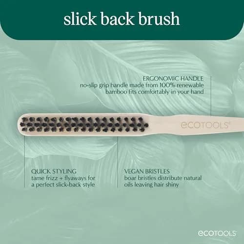 EcoTools Slick Back Hairbrush, Small Brush for Ponytail or Bun, 1 Count | Eco-Friendly, Vegan Boar Bristles, Bamboo Handle thumbnail 2