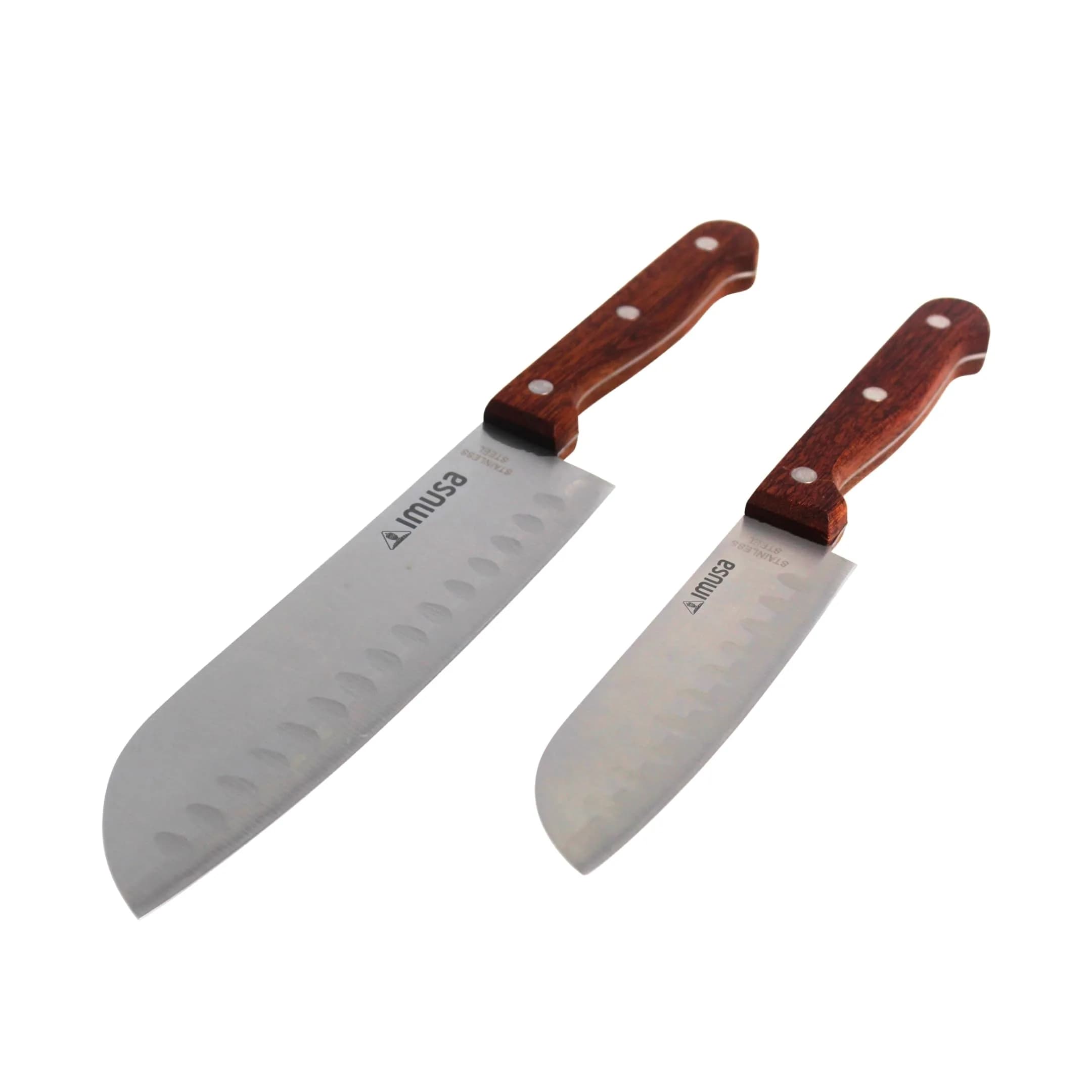 Imusa 5" & 7" Santoku Knife Set with Wood Handle | Japanese Slicing Knife for Raw Fish & Vegetables - main product image