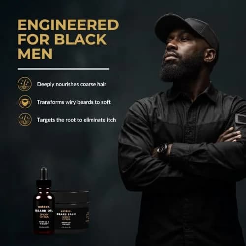 Golden Grooming Beard Bundle for Black Men - Natural Growth Kit with 2oz Balm & 1oz Oil - Shea Butter Conditioner - Smoky Citrus (Regular) thumbnail 7