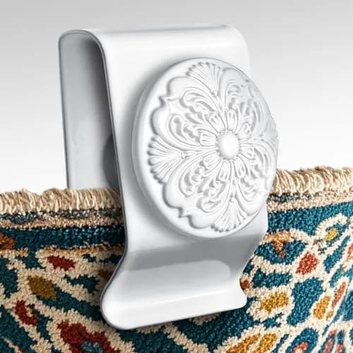 Doselves White Metal Tapestry Hanging Clamps 4 Pack | Heavy Duty Textile Art Hangers for Rugs and Carpets thumbnail 1