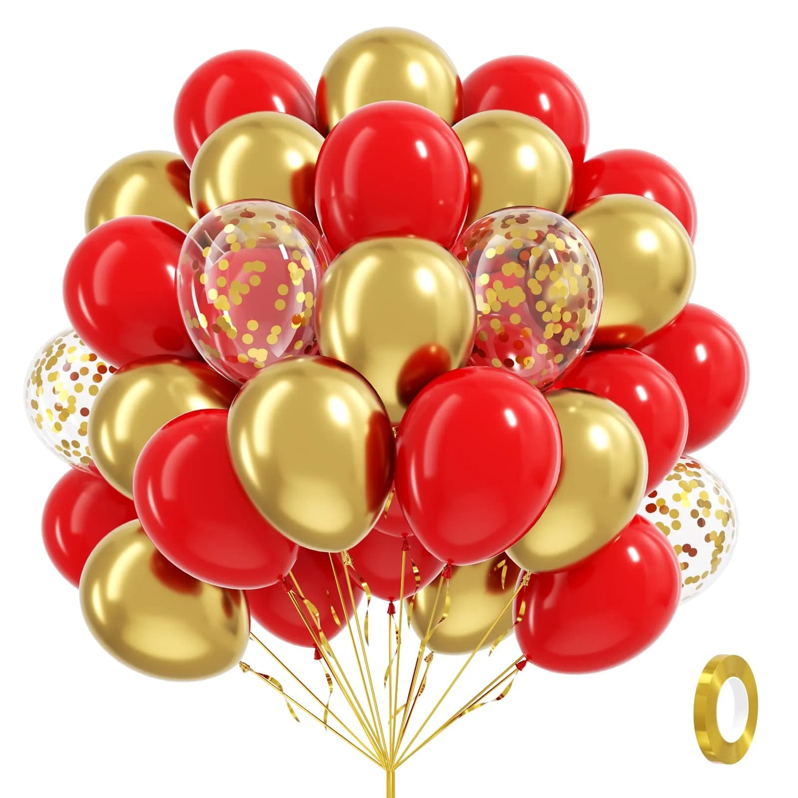 awenztech Red & Gold Balloons 60pcs (12-inch) | Assorted Colors Party Value Pack