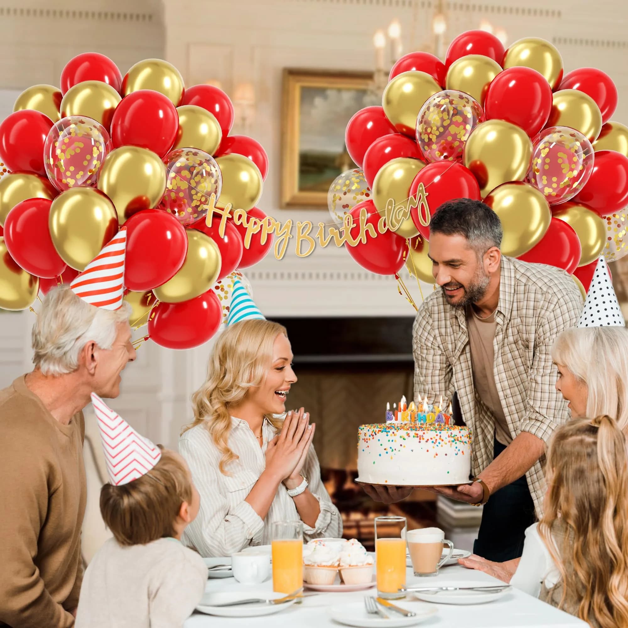 awenztech Red & Gold Balloons 60pcs (12-inch) | Assorted Colors Party Value Pack - view 5
