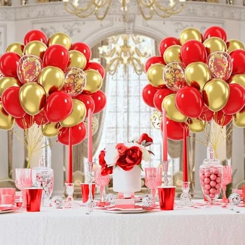 awenztech Red & Gold Balloons 60pcs (12-inch) | Assorted Colors Party Value Pack thumbnail 6