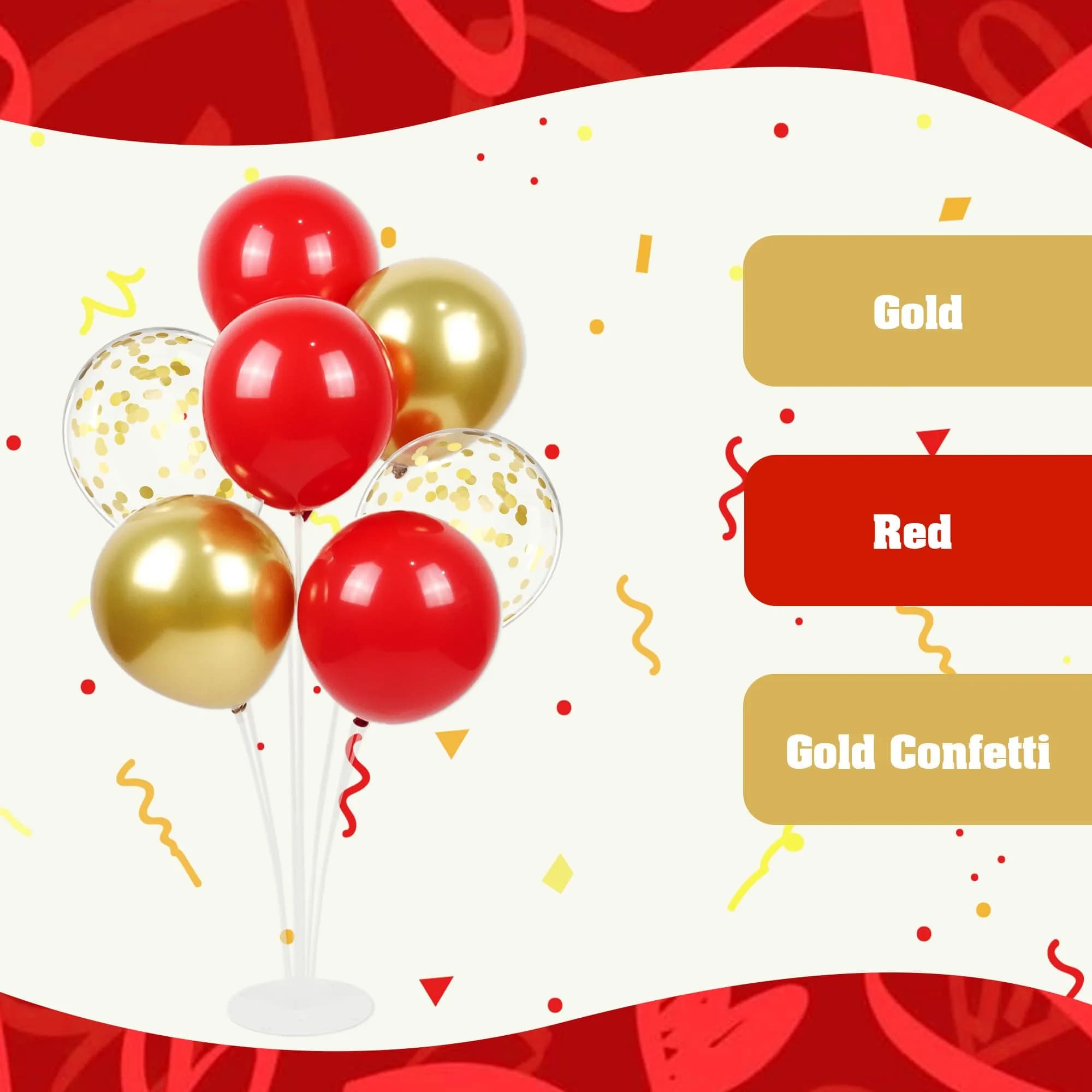 awenztech Red & Gold Balloons 60pcs (12-inch) | Assorted Colors Party Value Pack - view 7