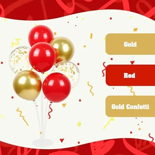 awenztech Red & Gold Balloons 60pcs (12-inch) | Assorted Colors Party Value Pack thumbnail 7