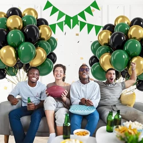 awenztech Green Black Gold Balloons 12inch (Pack of 62) | Assorted Colors for Party Planners thumbnail 4