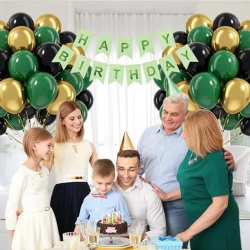 awenztech Green Black Gold Balloons 12inch (Pack of 62) | Assorted Colors for Party Planners thumbnail 5