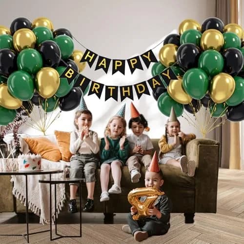 awenztech Green Black Gold Balloons 12inch (Pack of 62) | Assorted Colors for Party Planners thumbnail 6