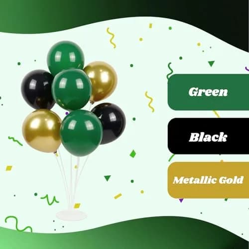 awenztech Green Black Gold Balloons 12inch (Pack of 62) | Assorted Colors for Party Planners thumbnail 7