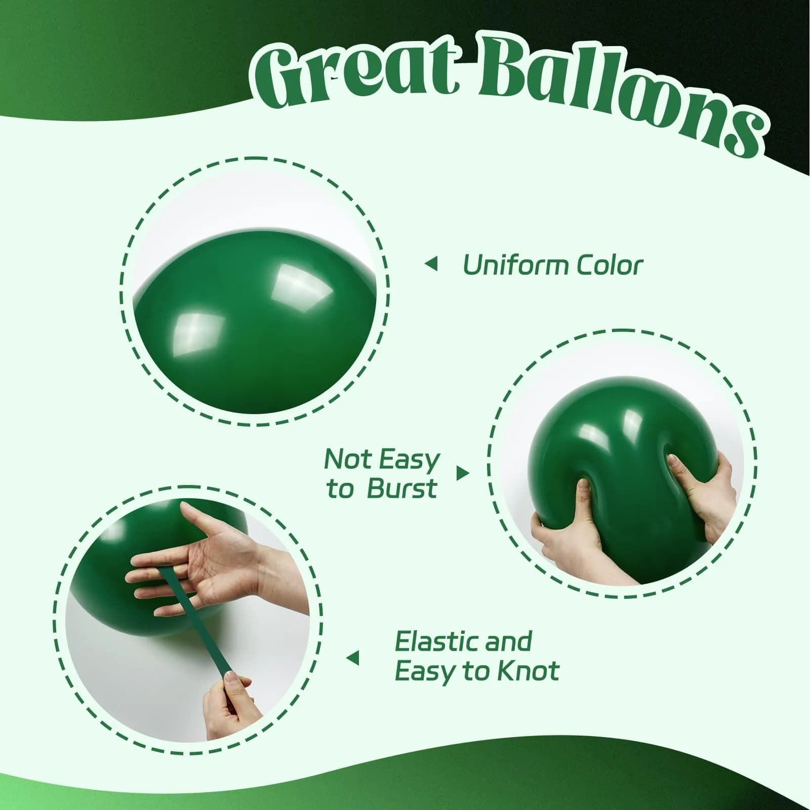 awenztech Green Black Gold Balloons 12inch (Pack of 62) | Assorted Colors for Party Planners - view 3