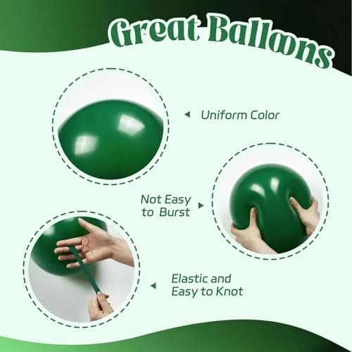 awenztech Green Black Gold Balloons 12inch (Pack of 62) | Assorted Colors for Party Planners thumbnail 3