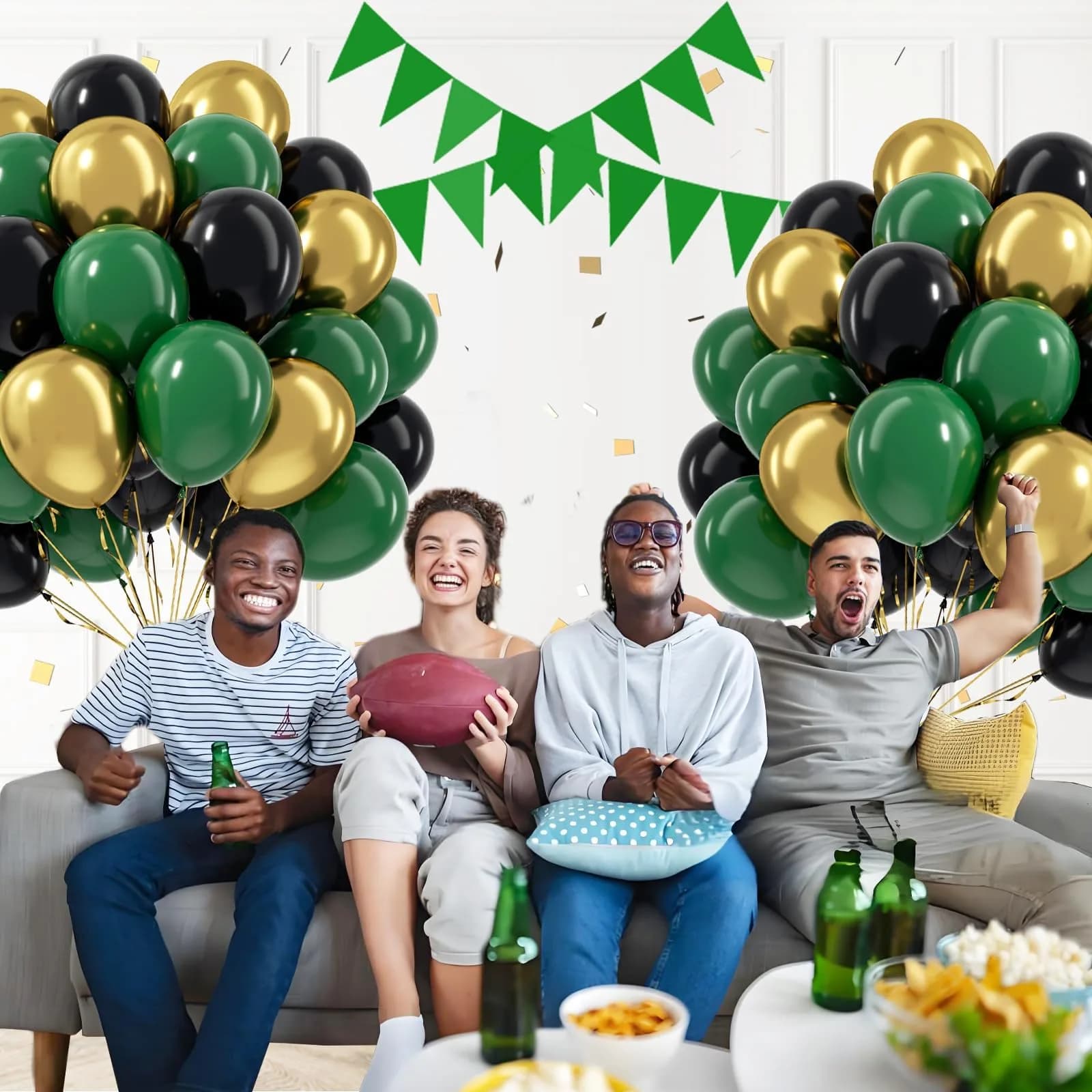 awenztech Green Black Gold Balloons 12inch (Pack of 62) | Assorted Colors for Party Planners - view 4