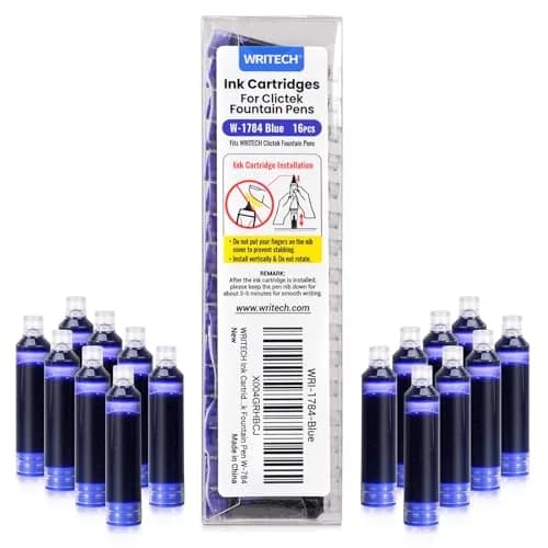 WRITECH W-1784 Cartridge Blue Ink 16ct | Smooth, Long-Lasting Fountain Pen Refill thumbnail 1