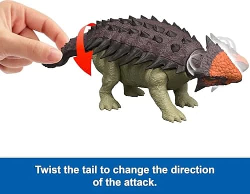 Mattel Jurassic World Rebirth Wild Roar Dinosaur Toy, 9.6 inch | Posable Ankylosaurus with Attack & Sound thumbnail 5