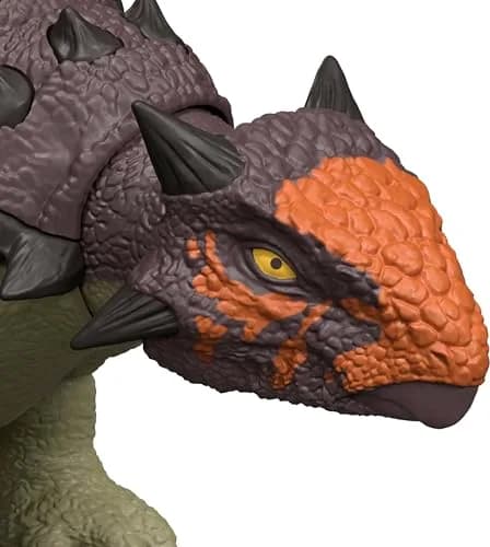 Mattel Jurassic World Rebirth Wild Roar Dinosaur Toy, 9.6 inch | Posable Ankylosaurus with Attack & Sound thumbnail 7