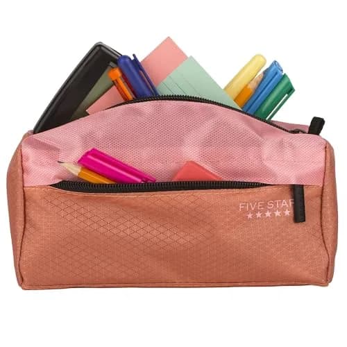 Five Star Pencil Pouch, Pen Case, 9-Pocket Zipper Organizer, Pink/Terracotta | Durable School Storage thumbnail 3