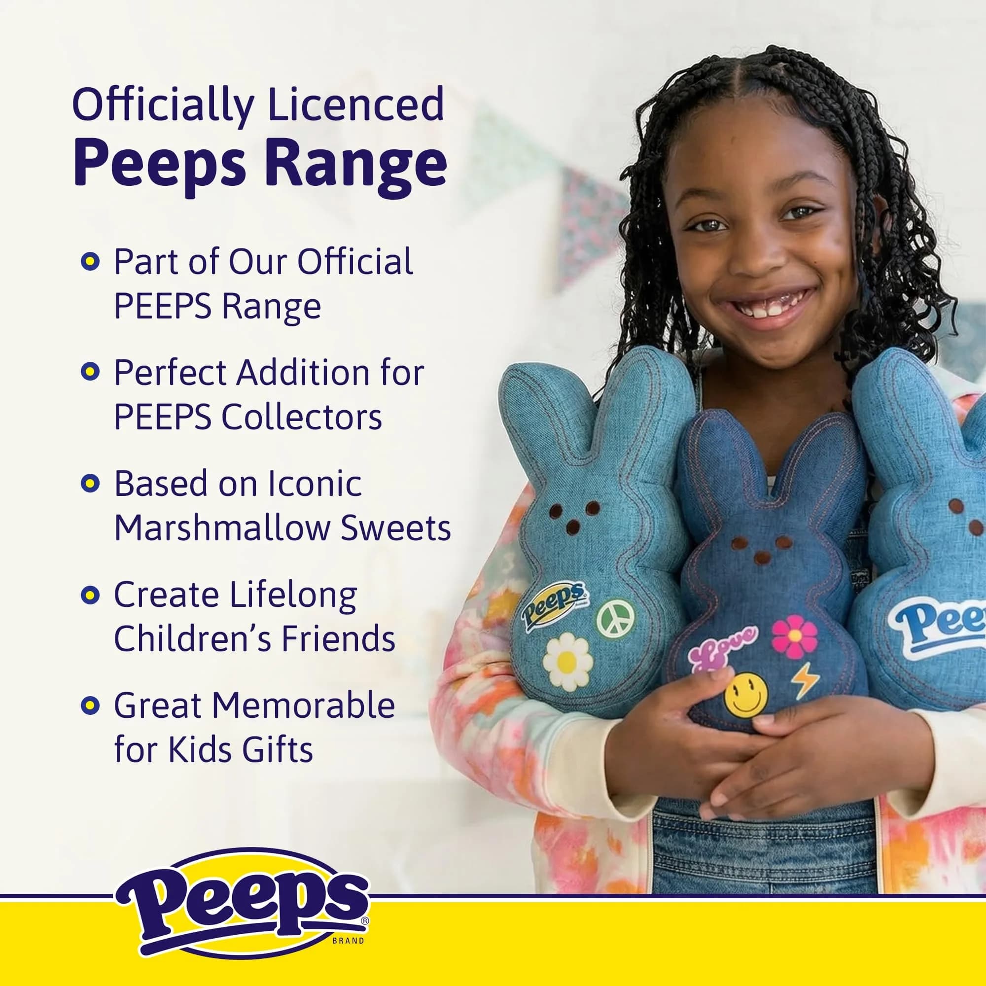 Animal Adventure 9" Dark Blue Denim Shaggy Bunny Peeps Plush | Easter Basket Stuffed Animals for Kids - view 2