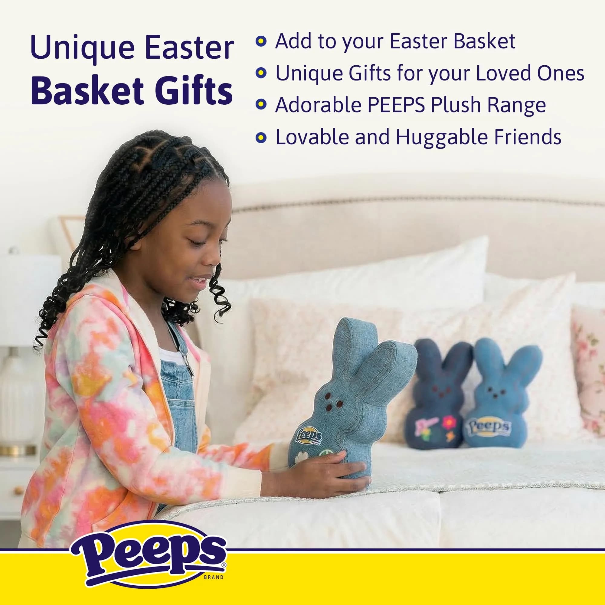 Animal Adventure 9" Dark Blue Denim Shaggy Bunny Peeps Plush | Easter Basket Stuffed Animals for Kids - view 4
