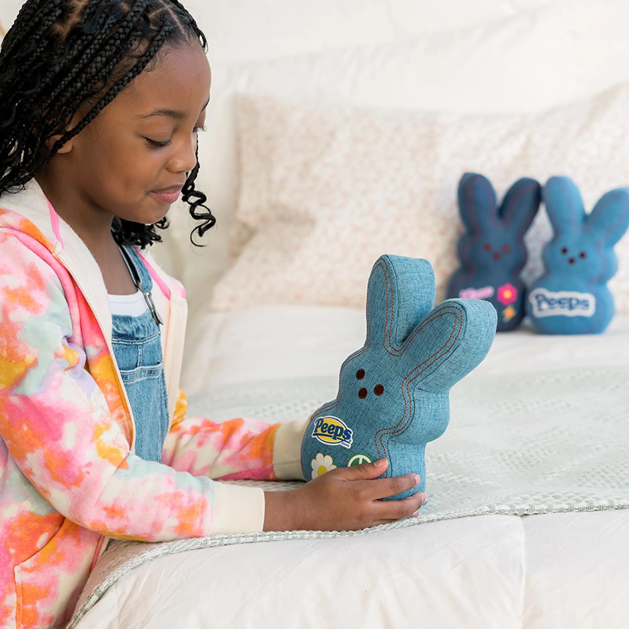 Animal Adventure 9" Dark Blue Denim Shaggy Bunny Peeps Plush | Easter Basket Stuffed Animals for Kids - view 7