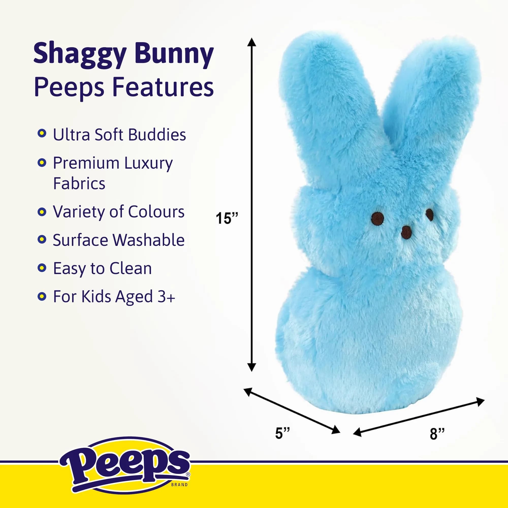 Animal Adventure 15" Pink Emo Shaggy Bunny Peeps Plush | ASTM-Tested Toy Figure - view 5