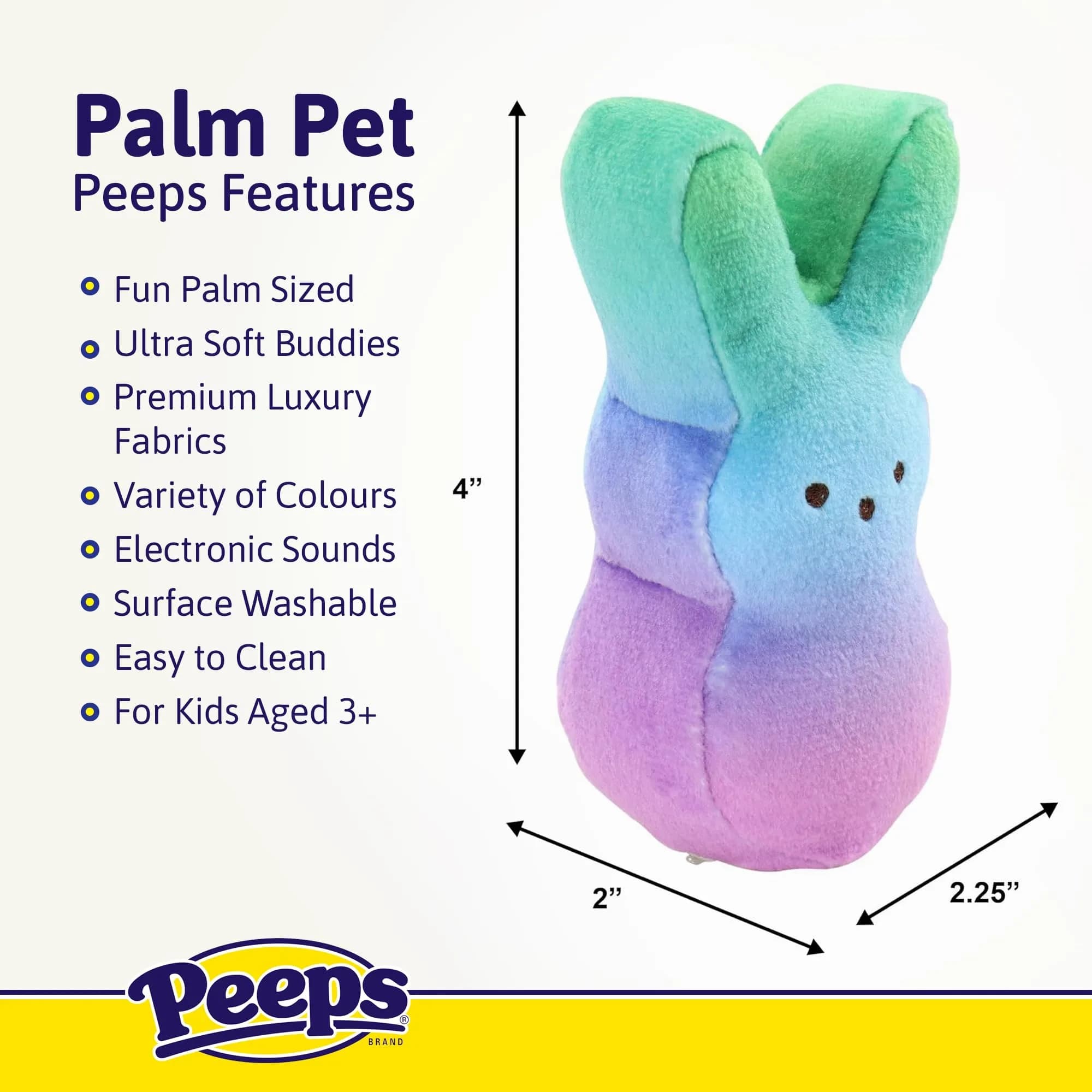 Animal Adventure Peeps Bunny Plush 4" Palm Pet | Easter Basket Stuffed Animal for Kids - view 3