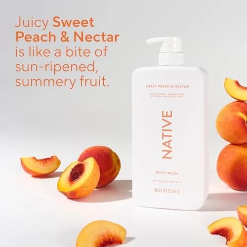 Native Clean Body Wash Sweet Peach & Nectar 1065ml (36 Fl Oz) | Gentle pH-Balanced for Sensitive Skin thumbnail 5