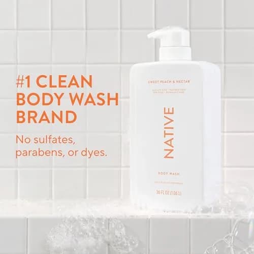 Native Clean Body Wash Sweet Peach & Nectar 1065ml (36 Fl Oz) | Gentle pH-Balanced for Sensitive Skin thumbnail 2
