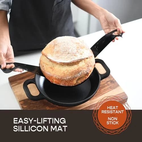 Krustic Enameled Cast Iron Dutch Oven for Sourdough Bread | 6 Quart Round Pot with Lid | 10 Inch Black thumbnail 2