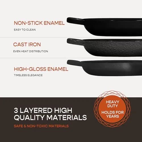 Krustic Enameled Cast Iron Dutch Oven for Sourdough Bread | 6 Quart Round Pot with Lid | 10 Inch Black thumbnail 3